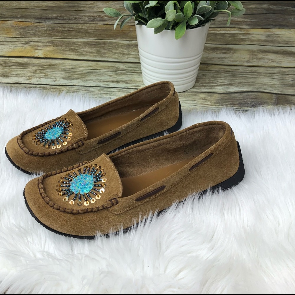 Ellemenno Bohemian beaded Moccasins Shoes Size 7